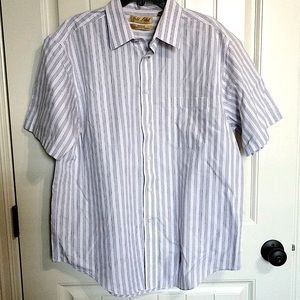 ROUNDTREE & YORKE Gold Label Purple & White Short Sleeve Large Shirt